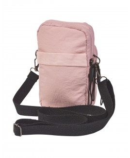 Lorenz Compact Twin Top Zip X-Body Phone/Accessory Bag, Front Zip Pocket & Elastic Arm/Hand Strap In Soft Crinkled Nylon